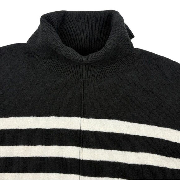 Banana Republic Striped Turtleneck Sweater Black White Modern Minimalist L - Picture 4 of 11